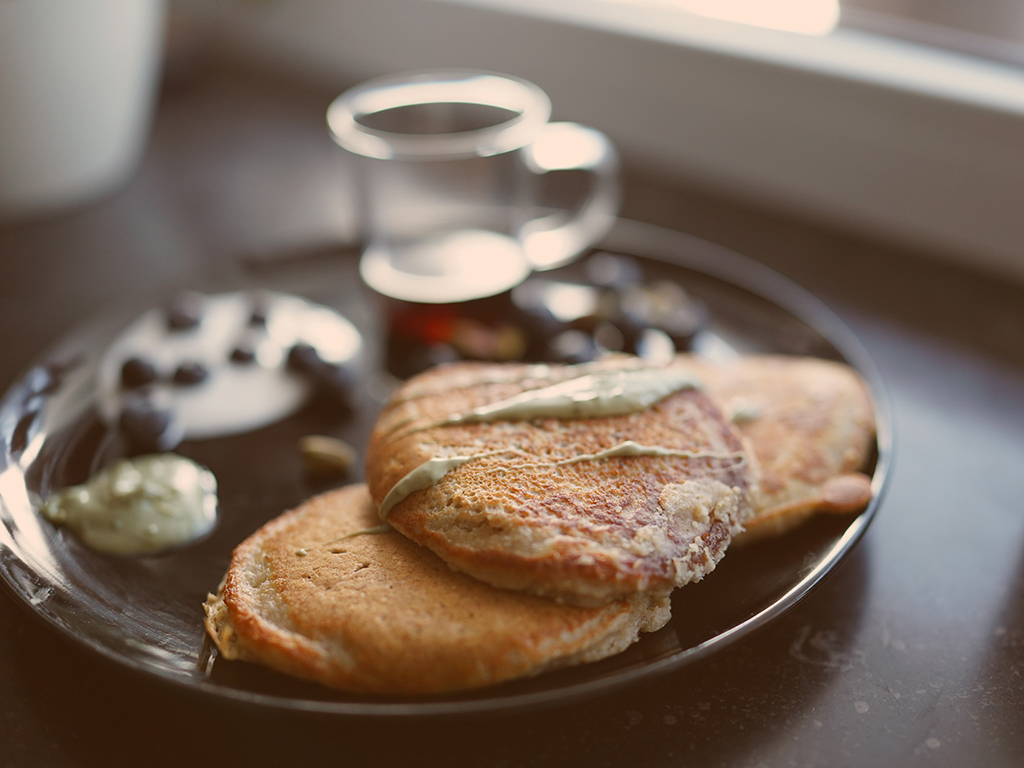Pancakes mit bananen und Haferflocken