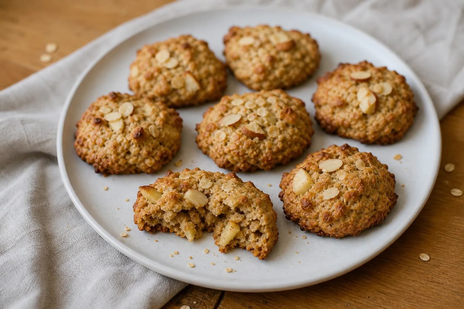 Mandel-Zimt Wölkchen mit Haferflocken und Apfel