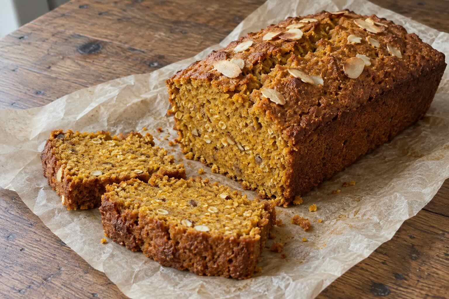 Kürbiskuchen ohne Zucker mit Haferflocken