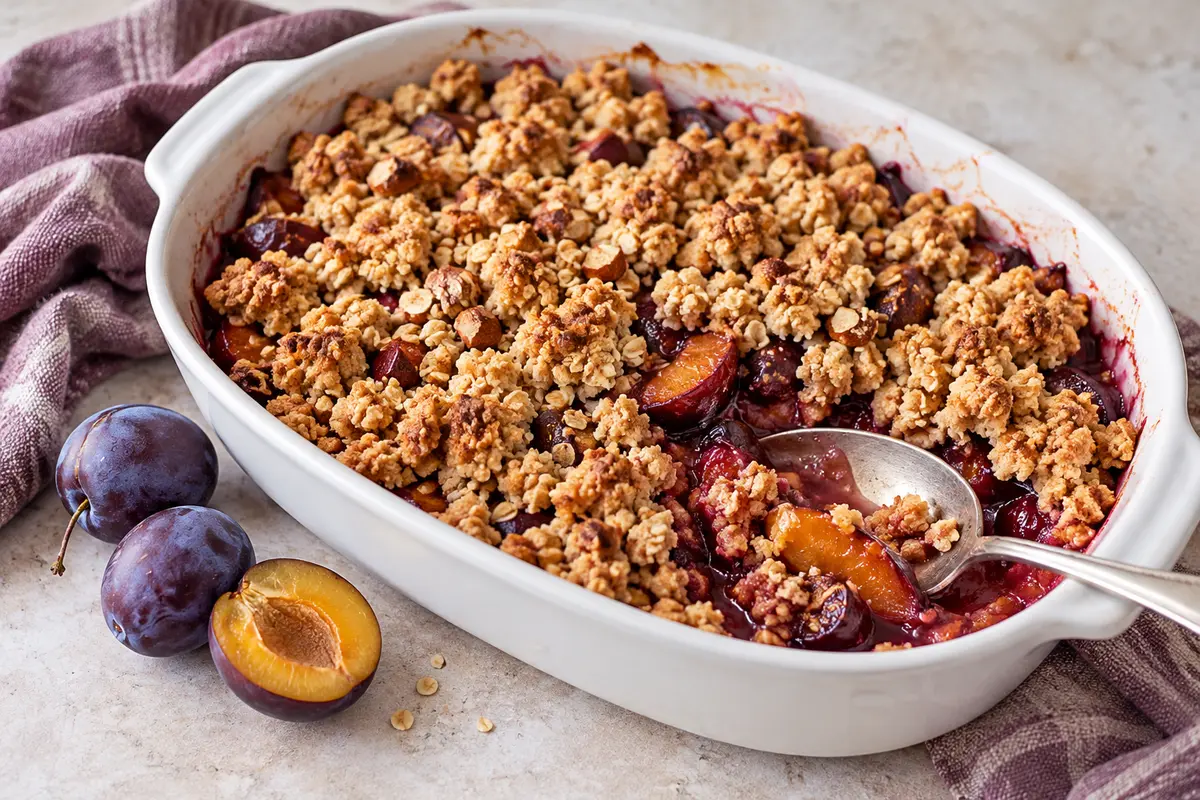 Zwetschgen Crumble mit Haferflocken